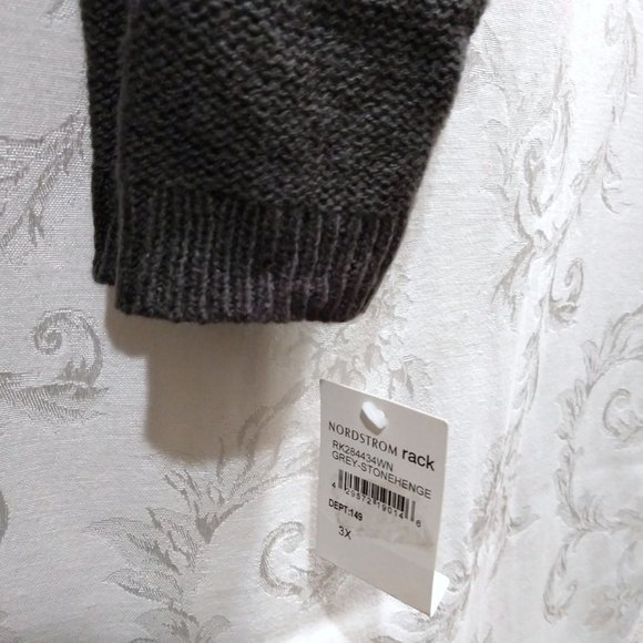 Fishnet Knit V-Neck Sweater Tunic 3X Charcoal Gray Gothic Punk Cozy Layering - Picture 4 of 4